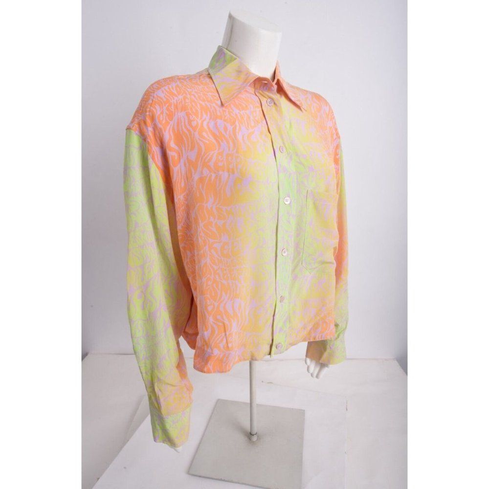 Stella McCartney Womans Silk Printed Blouse Shirt Top Orchid Sz 40 US 4-6 NWT - Picture 2 of 6